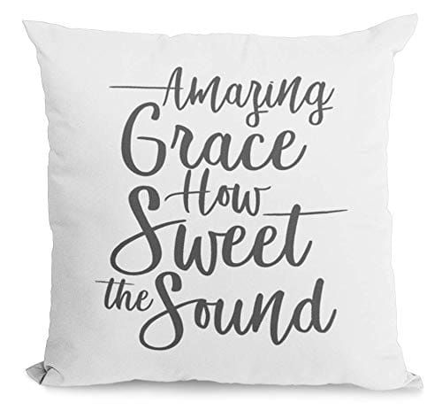 Bonnie Jeans Homestead Prints Farmhouse Throw Pillow Amazing Grace How Sweet The Sound Home Decor White 20x20 In 0