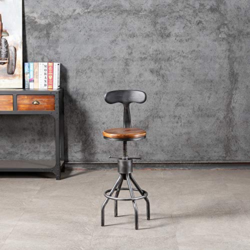 Diwhy Industrial Vintage Bar Stool, Industrial Style Counter Height Bar Stools