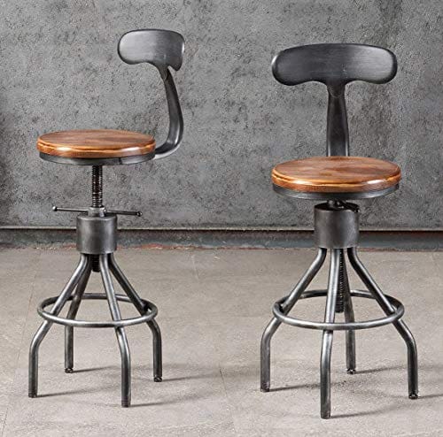 Asvp Shop Industrial Bar Stool Set Of 2 With Faux Leather Seat Rustic Metal Pipe Shelving Legs