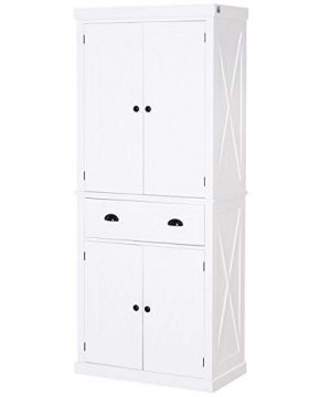 Homcom 6ft Wood Farmhouse Colonial Kitchen Pantry Cabinet With Homcom 6ft Wood Farmhouse Colonial