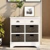 Harper Bright Designs Rustic Storage Cabinet With Two Drawers And Four Classic Fabric Basket For KitchenDining RoomEntrywayLiving Room Accent Furniture White 0 100x100