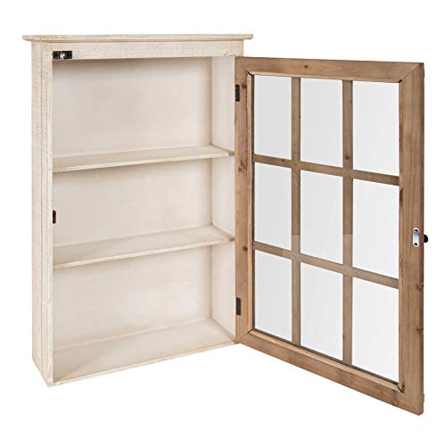 Kate And Laurel Hutchins Farmhouse Wood, Wood Wall Shelves With Glass Doors