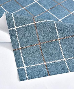 LOHASCASA Plastic Tablecloth Wipeable Small Square Vinyl Spillproof Oilcloth Party Tablecloths Farmhouse Luau Dining Tablecloth Navy Blue Plaid 54x54 Inch 0 5 300x360