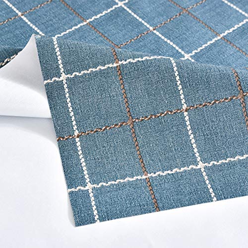 LOHASCASA Plastic Tablecloth Wipeable Small Square Vinyl Spillproof Oilcloth Party Tablecloths Farmhouse Luau Dining Tablecloth Navy Blue Plaid 54x54 Inch 0 5