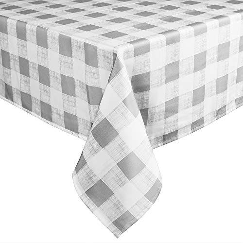 grey plaid tablecloth