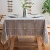 Mokani Washable Cotton Linen Solid Embroidery Checkered Design Tablecloth Rectangle Table Cover Great For Kitchen Dinning Tabletop Buffet Decoration 55 X 86 Inch Gray 0 100x100