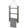 MyGift 3 Tier Rustic Wood Wall Hanging Towel Ladder With Rope Gray 0 100x100