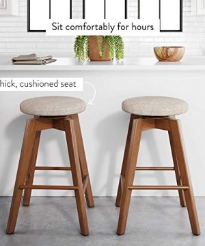 Nathan James Amalia Backless Kitchen Counter Height Bar Stool Solid Wood With 360 Swivel Seat Antique CoffeeNatural Wheat 0 1 300x360
