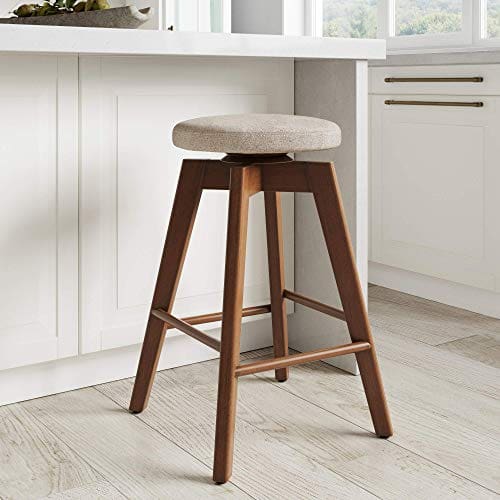 Nathan James Amalia Backless Kitchen Counter Height Bar Stool Solid Wood With 360 Swivel Seat Antique CoffeeNatural Wheat 0