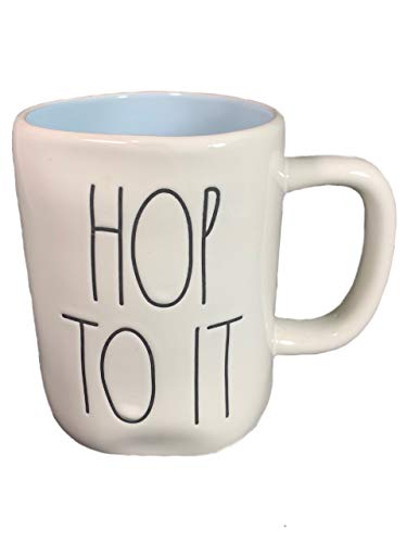Rae Dunn By Magenta HOP TO IT Ceramic LL Coffee Tea Mug With Blue Interior 0