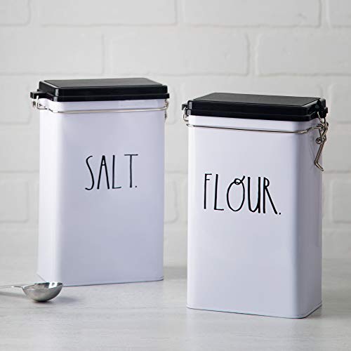 Rae Dunn Tin Storage Box With Metal Clamp Locking Lid Salt 0 0