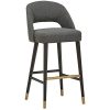 Rivet Whit Contemporary Upholstered Bar Stool With Gold Accents 41H Flannel Grey 0 100x100