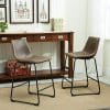 Roundhill Furniture Lotusville Vintage PU Leather Counter Height Stools Antique Brown Set Of 2 0 100x100