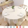 SPRICA Round Tablecloth Cotton Linen Tassel Table Cover For Kitchen Dinner Table Decorative Solid Color Table Desk CoverDiameter 60 Beige 0 100x100