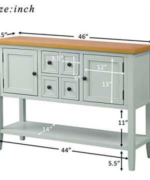 Sofa Table Buffet Table Console Tables With Four Storage Drawers Two Cabinets And Bottom Shelf Lime White 0 0 300x360