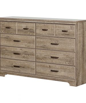 South Shore Versa Collection 8 Drawer Double Dresser Weathered Oak With Antique Handles 0 300x360