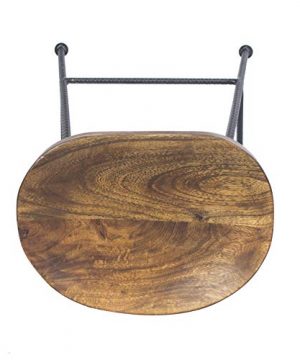 The Urban Port Mango Wood Saddle Seat Bar Stool With Iron Rod Legs Brown And Black 0 1 300x360