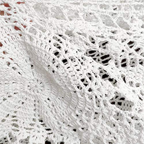 USTIDE 60 inch White Crochet Cotton Lace Tablecloth Elegant Floral ...