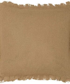 VHC Brands Classic Country Farmhouse Pillows Throws Burlap Natural Tan Fringed 16 X 16 Pillow 0 300x360