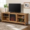 Walker Edison Furniture Company Minimal Farmhouse Wood Fireplace Universal Stand For TVs Up To 80 Flat Screen Living Room Storage Shelves Entertainment Center 70 Inch Barnwood 0 100x100