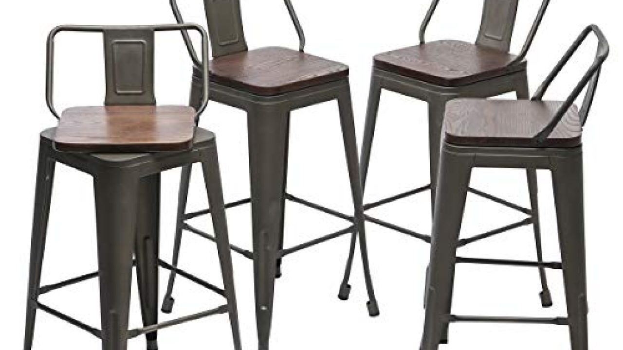 yongqiang 24 inch swivel metal bar stools set of 4 barstools indoor outdoor  kitchen counter height bar stools rusty…
