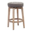 Chairus 29 Swivel Kitchen Stool Upholstered Round Counter Height Bar Stool With Tufted Button Distressed Wood Legs Gray 0 100x100