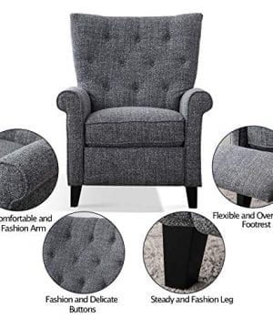 ANJ Recliner Elizabeth Accent Chair For Living Room Easy To Push Mechanism Single Chair With Roll Arm Elegant Smoke Grey 0 1 300x360