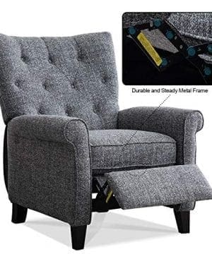 ANJ Recliner Elizabeth Accent Chair For Living Room Easy To Push Mechanism Single Chair With Roll Arm Elegant Smoke Grey 0 2 300x360