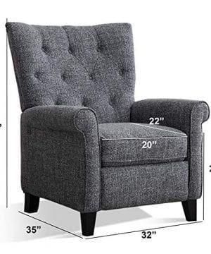 ANJ Recliner Elizabeth Accent Chair For Living Room Easy To Push Mechanism Single Chair With Roll Arm Elegant Smoke Grey 0 4 300x360