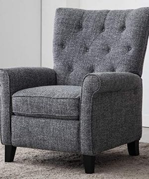 ANJ Recliner Elizabeth Accent Chair For Living Room Easy To Push Mechanism Single Chair With Roll Arm Elegant Smoke Grey 0 5 300x360
