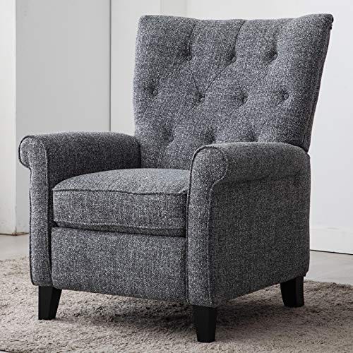 ANJ Recliner Elizabeth Accent Chair For Living Room Easy To Push Mechanism Single Chair With Roll Arm Elegant Smoke Grey 0 5