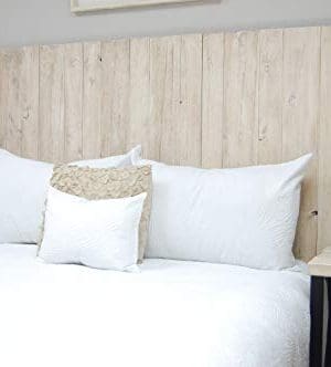 Antique White Headboard Full Size Weathered Hanger Style Handcrafted Mounts On Wall Easy Installation 0 300x332