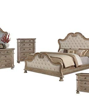 Best Quality Furniture Catalina 6PC California King Bed Dresser Mirror 2 Nightstands Chest Rustic Pecan 0 300x342