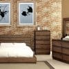 Coimbra Collection Modern Low Profile Bedframe Queen Size Bed Dresser Mirror Nightstand 4pc Set Bedroom Furniture Rustic Natural Tone Finish Solid Wood 0 100x100
