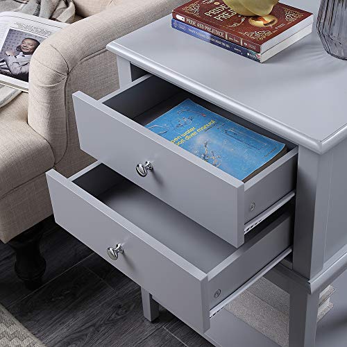 Coniffer Grey Nightstand Modern End Table Night Stand With Drawer And Storage Shelf Wood Side Table Grey 0 2