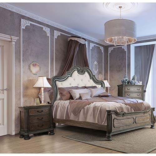 Furniture Of America Brigette Traditional 2 Piece Ornate Rustic Natural Tone Bedroom Set With Nightstand Queen Farmhouse Goals