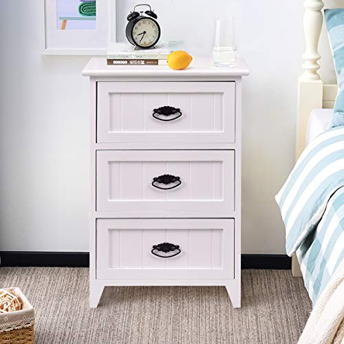 Giantex 3 Drawers Nightstand End Table Bedroom W Storage Solid Structure And Stable Frame Elegant Style Organizer Farmhouse Goals