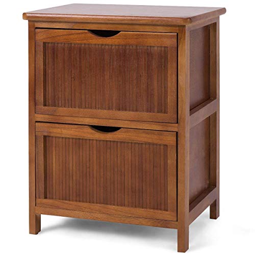 Giantex Nightstand Wood W2 Drawers Sofa Bed Beside Table Contemporary Vintage For Bedroom Living Room Cabinet End Table 160X115X205L X W X H 1 0