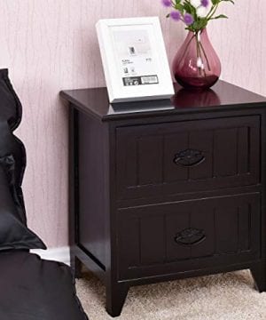 Giantex Nightstand Wooden Sofa Beside Table W 2 Drawers For Bedroom Side Storage Cabinet End Table 1 Black Farmhouse Goals