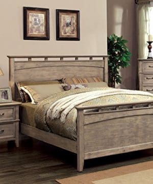 Homes Inside Out 3 Piece Iohomes Euna Rustic I Bed Set With 2 Nightstands Queen Weathered Oak Farmhouse Goals