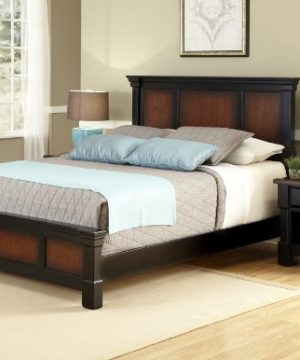 Home Styles Aspen Rustic Cherry Black Queen Bed And Night Stand 0 300x360