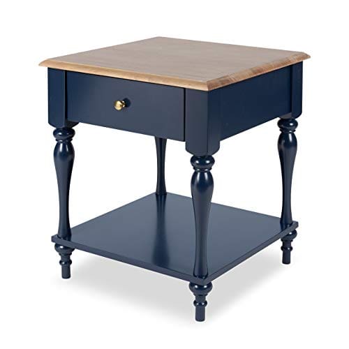 Kate And Laurel Sophia Rustic Wood Top Nightstand Side Table With Drawer And Shelf Navy Blue Farmhouse Goals