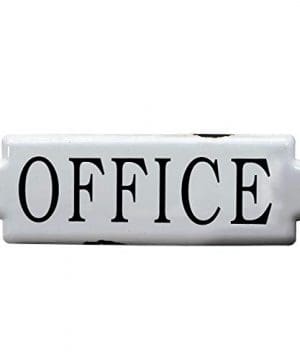 Lightly Distressed Black And White Metal Office Sign 0 300x360