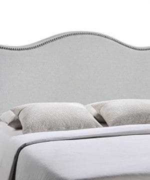 Modway Curl Linen Fabric Upholstered Full Headboard With Nailhead Trim And Curved Shape In Gray 0 300x360