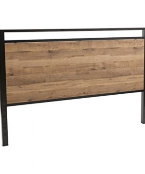 OSP Designs Quinton Headboard And Footboard In Salvage Oak Finish With Matte Black Frame For Queen Size Bed 0 300x360