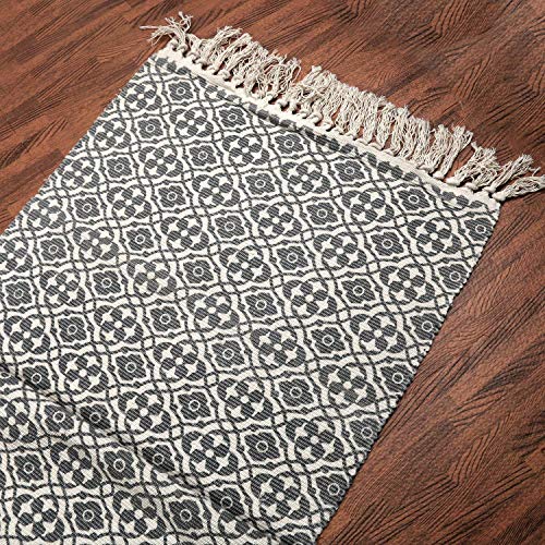 SHACOS Cotton Woven Rug With Tassel Doormat Washable Throw Rug Floor Rug Mat For Kitchen Bedroom Entryway Laundry Room 2x3 Grey Datura 0 1