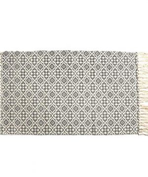 SHACOS Cotton Woven Rug With Tassel Doormat Washable Throw Rug Floor Rug Mat For Kitchen Bedroom Entryway Laundry Room 2x3 Grey Datura 0 300x360