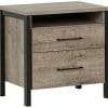 South Shore Munich 2 Drawer Nightstand Weathered Oak And Matte Black With Metal Handles 0 100x100
