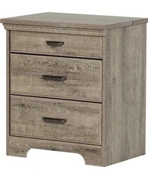 South Shore Versa Nightstand With 2 Drawers And Charging Station Weathered Oak 0 300x360