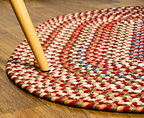 Super Area Rugs American Made Braided Rug For Indoor Outdoor Spaces RedNatural Multi Colored 2 X 3 Oval 0 1